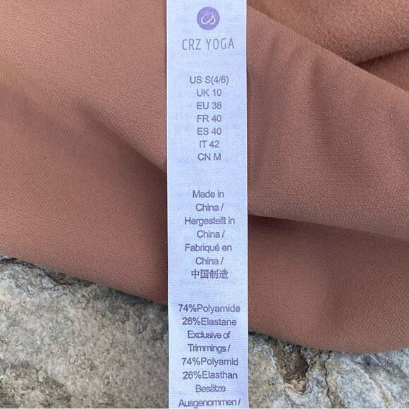 NWT New CRZ YOGA Beige Fleece Lined Leggings w/Pockets Water Resistant Small - Picture 6 of 6